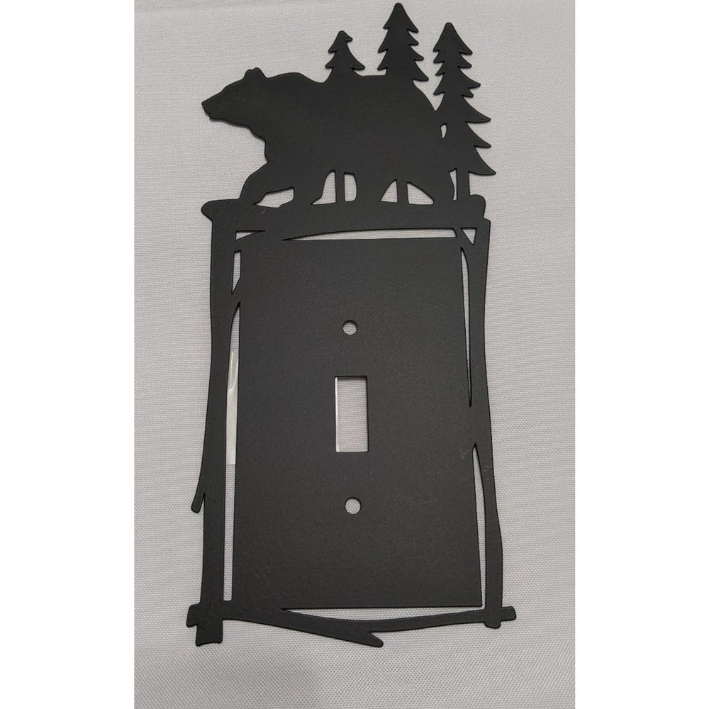 New open road bear forest light switch plate cover lodge cabin decor